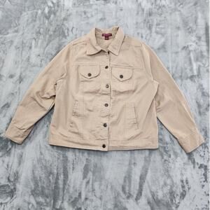 Jessica London Jacket Womens 12 Tan Classic Denim Trucker Casual Lightweight